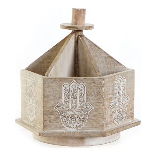 Portamandos DKD Home Decor Marrón Madera de mango Indio Decapé 20 x 20 x 20 cm