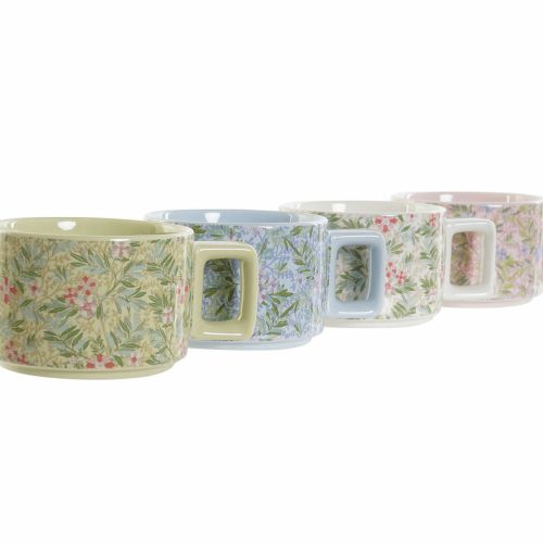 Juego de Tazas de Café DKD Home Decor Azul Verde Rosa Metal Dolomita 260 ml