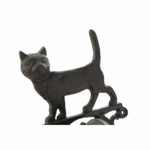 Campana decorativa DKD Home Decor Marrón Marrón oscuro Cuerda Hierro Gato Perro 14 x 15 x 24 cm (2 Unidades)