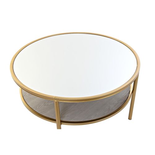 Mesa de Centro DKD Home Decor Glamour Dorado Metal Espejo 87 x 87 x 48 cm