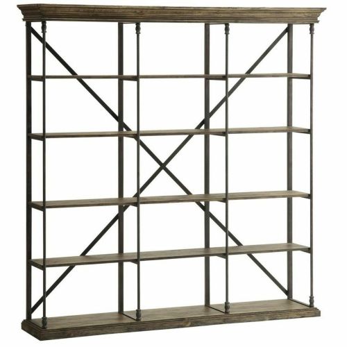 Estantería DKD Home Decor Sheesham Marrón Marrón oscuro Gris claro Madera Metal 213 x 43 x 220 cm