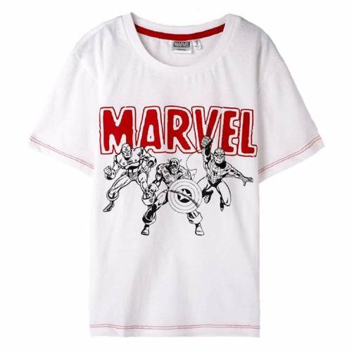 Camiseta de Manga Corta Niño Marvel Blanco