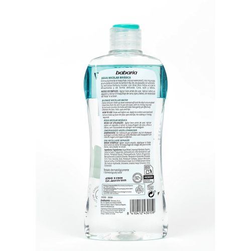 Desmaquillante Bifásico Facial Babaria Agua Micelar Aloe Vera (400 ml)