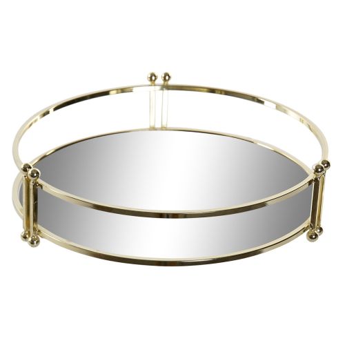 Bandeja de Aperitivos DKD Home Decor 21,5 x 21,5 x 5,5 cm Espejo Dorado Metal Glam