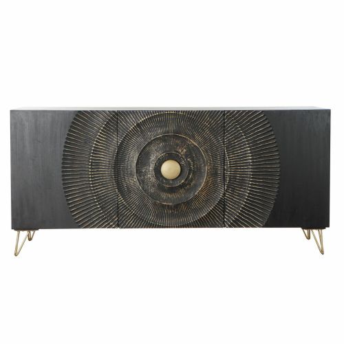Aparador DKD Home Decor Negro Multicolor Dorado Metal Madera de mango 160 x 45 x 75 cm