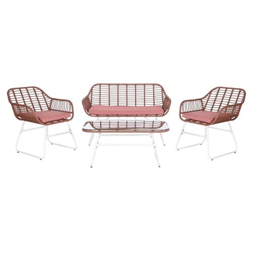 Muebles de Jardín DKD Home Decor Blanco Terracota 124 x 74 x 84 cm (4 Piezas)