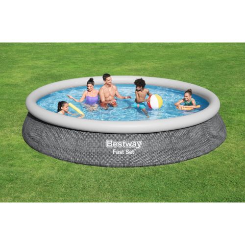 Bestway Piscina Hinchable Adulto Aro Ratan con Depurador 475×84 cm Jardin 57313