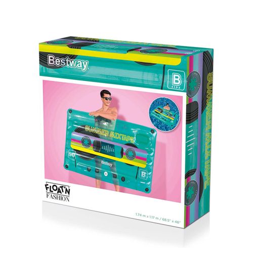 Bestway Colchoneta Hinchable Retro Cassette 174×117 cm Playa y Piscina 43649