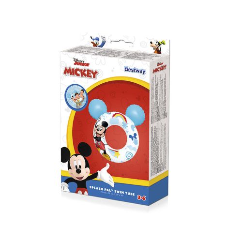Bestway Flotador Disney Mickey Mouse Con Orejas 74×76 cm +3 a 6 Años Piscina y Playa 09109