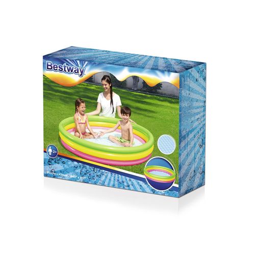 Bestway Piscina Hinchable 3 Aros Suelo Acolchado 152×30 cm +2 Años Jardin 51103