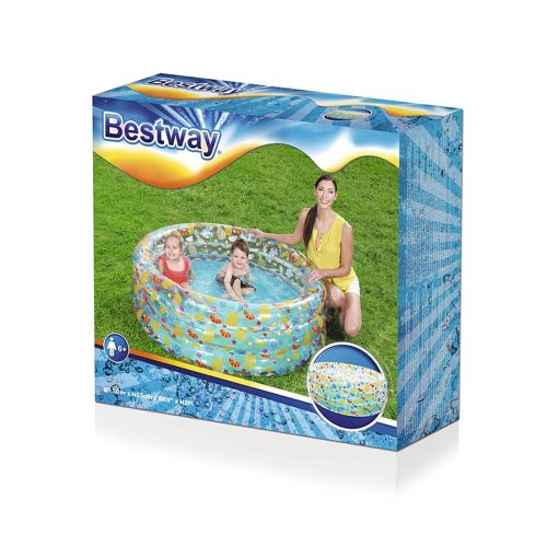 Bestway Piscina Hinchable 3 Aros Transparente Tropical 150×53 cm +6 Años Jardin 51045