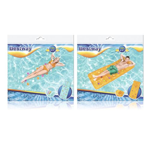 Bestway Colchoneta Hinchable Vasos Fashion Color Surtido 188×71 cm Playa y Piscina 43014