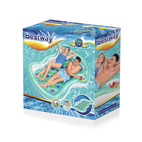 Bestway Colchoneta Doble Hinchable Vasos con Nevera 224×174 cm Playa y Piscina 43045