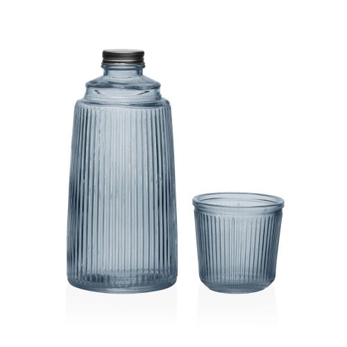 Botella de Agua Versa Azul Vidrio Aluminio 10,3 x 26 x 10,3 cm