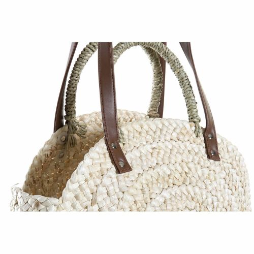 Bolso Bandolera DKD Home Decor Natural Gris Poliéster Menta Fibra (39 x 9 x 48 cm) (2 Unidades)