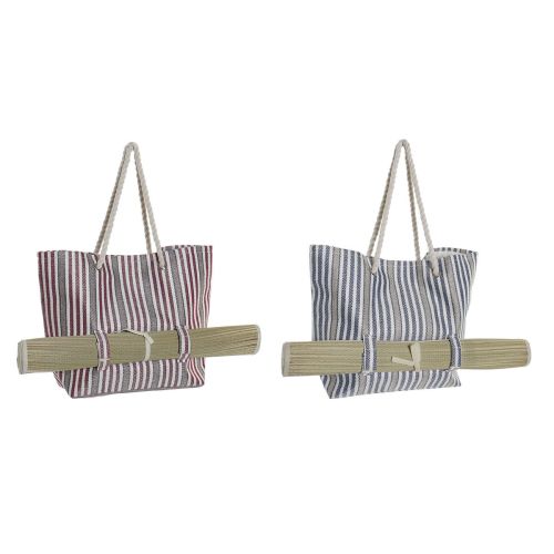 Bolsa de Playa DKD Home Decor Rojo Azul Poliéster (50 x 16 x 36 cm) (2 Unidades)