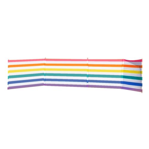Paraviento 5 Palos Acero Polyester Rayas de Colores 480X80 cm Playa, Piscina, Jardin y Camping 10497