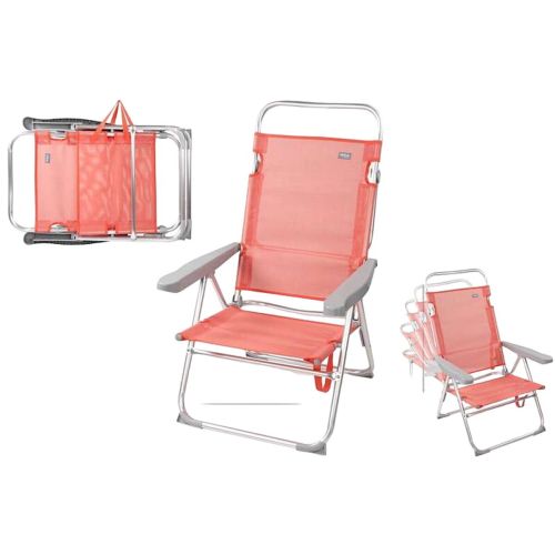 Silla de Playa Aktive Rosa 48 x 57 x 99 cm Multiposición