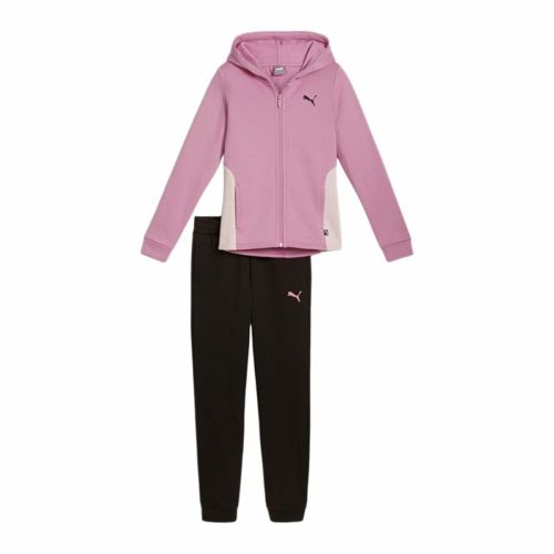 Chándal Infantil Puma Hooded Sweat Suit Fleece Cl Negro Rosa 2 Piezas
