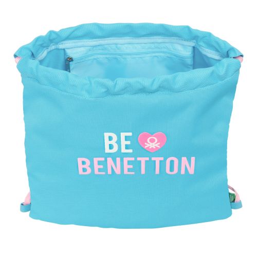 Bolsa Mochila con Cuerdas Benetton Unique Rosa Turquesa 35 x 40 x 1 cm
