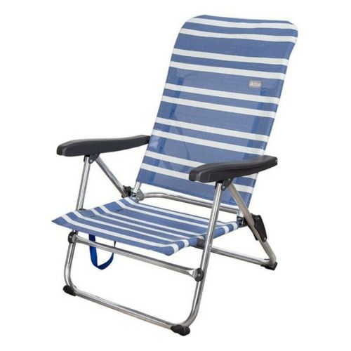 Silla de Playa Aktive 62601 Blanco Azul marino 61 x 50 x 85 cm Aluminio