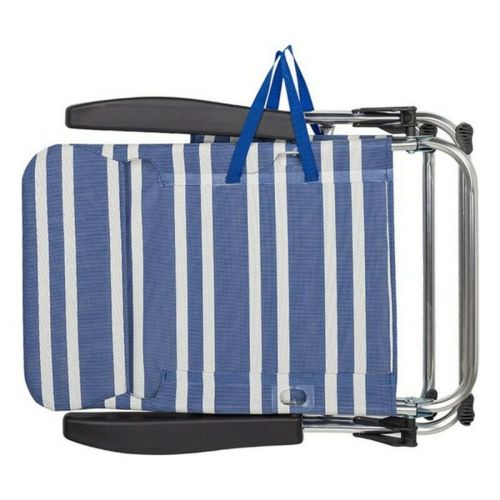 Silla de Playa Aktive 62601 Blanco Azul marino 61 x 50 x 85 cm Aluminio
