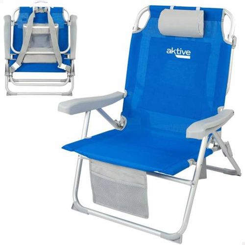 Silla de Playa Aktive 55 x 66 x 86 cm Azul Gris