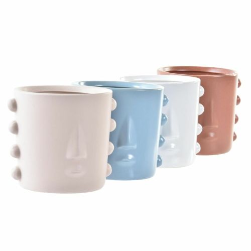 Macetero DKD Home Decor Cara Gres (15 x 13 x 12,5 cm) (4 Unidades)