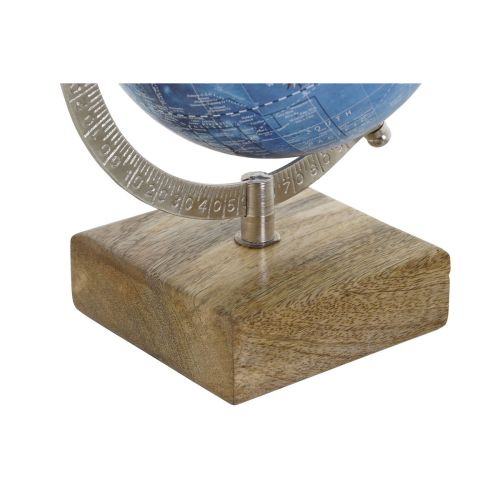 Globo Terraqueo Home ESPRIT Azul Marrón PVC Madera de mango 14 x 12 x 20 cm