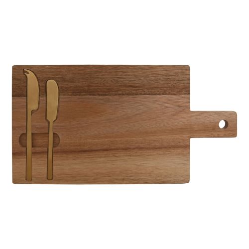Tabla para cortar queso Home ESPRIT Acero Inoxidable Acacia 38 x 20 x 1,5 cm (3 Piezas)