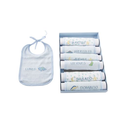 Set de Baberos Home ESPRIT Azul Rosa Algodón 19 x 29 x 3 cm (4 Unidades)