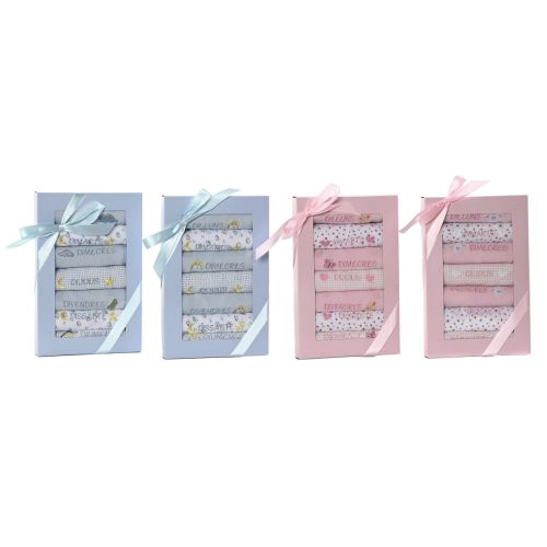 Set de Baberos Home ESPRIT Rosa Azul cielo Algodón 19 x 29 x 3 cm (4 Unidades)