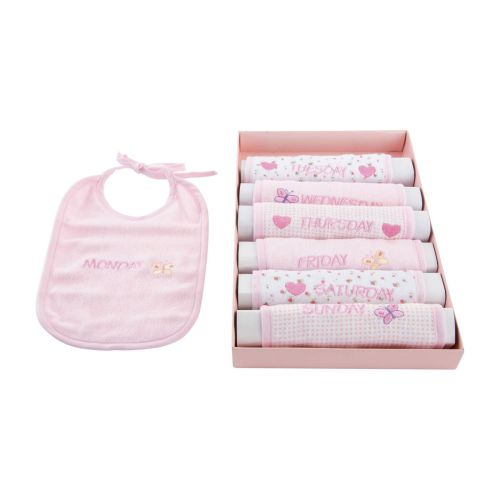 Set de Baberos Home ESPRIT Azul Rosa Algodón 19 x 29 x 3 cm (4 Unidades)