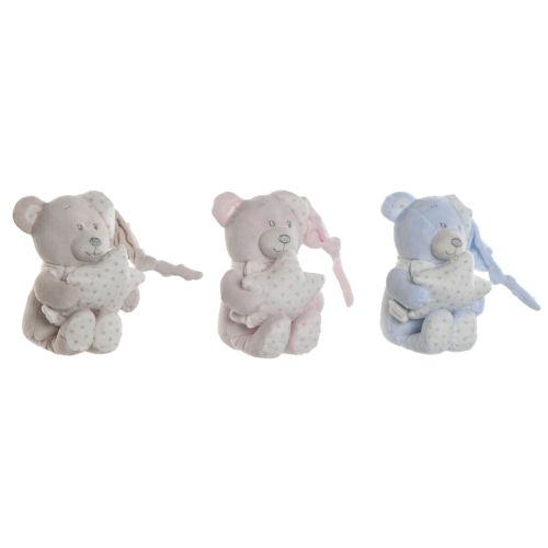 Peluche Home ESPRIT Azul Beige Rosa Poliéster 20 x 10 x 15 cm (3 Unidades)