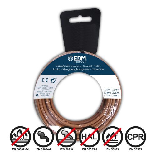 Cable Coaxial Antena TV EDM 28457 Marrón 10 m 2,5 mm