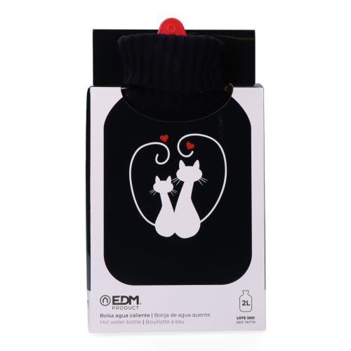 Bolsa de Agua Caliente EDM 76779 Negro Negro/Blanco Lana 2 L